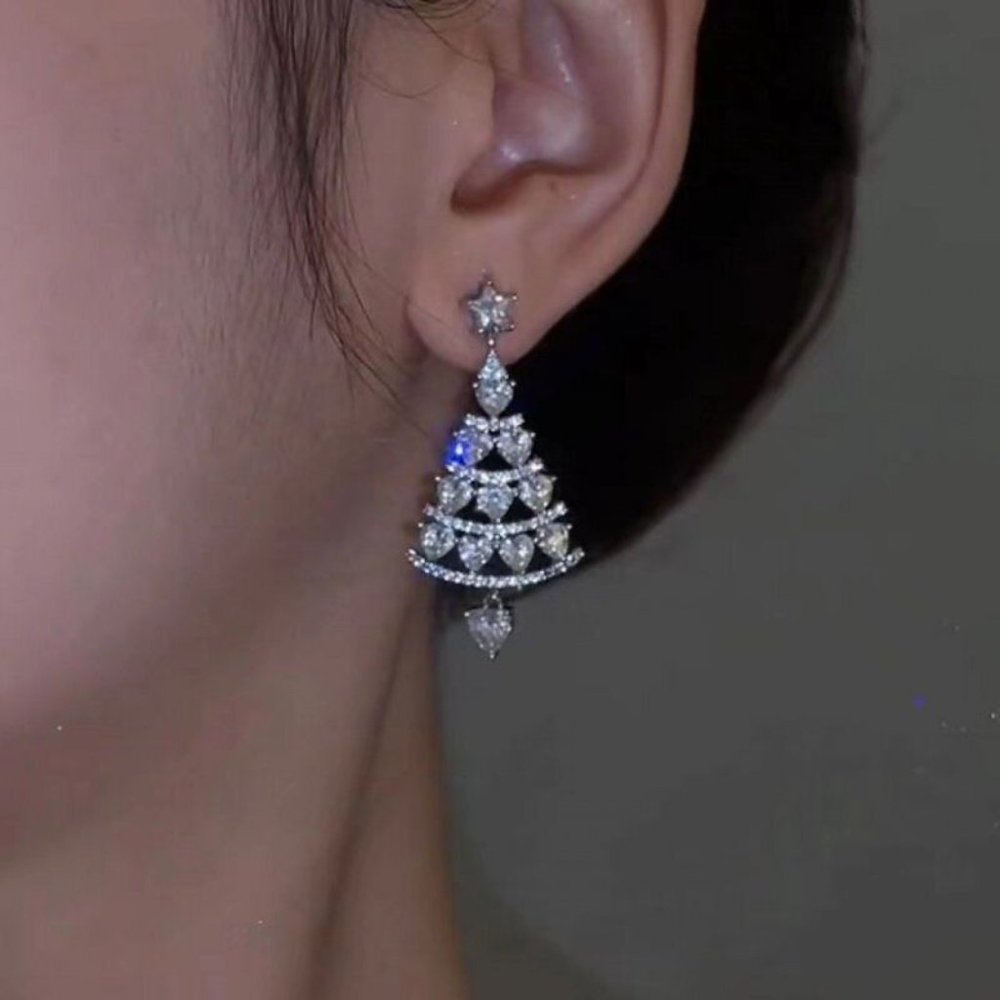 Pretty Crystal Christmas Tree Earrings - Picture 3 of 3